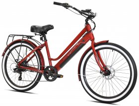 Kent 26 In. Electric Pedal Assist Cruiser E-Bike, Red