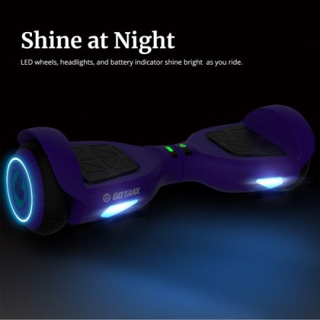 GOTRAX Edge Hoverboard Self Balancing Scooter with 6.5 inch Wheels and LED Headlights, 25.2V 2.6Ah Big Capacity Lithium-Ion Battery up to 3.1miles, Dual 200W Motor up to 6.2Mph Purple