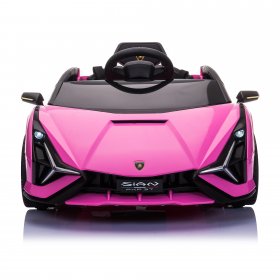 Ride on Toys for 3-4 Year Olds Boy Girl, Lamborghini SIAN 12 V Kids Ride On Car with Remote Control, Battery Powered Power 4 Wheels Vehicles with LED Lights, Horn, Birthday Gift, Pink