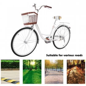 WMHOK White 26 Inch Classic Bicycle Retro Bicycle Beach Cruiser Bicycle Retro Bicycle