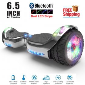 HOVERHEART UL 2272 Certified 6.5" LED Flash Wheel Bluetooth Hoverboard 6.5" Self Balancing Wheel Electric Scooter - Black