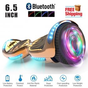 Listed 6.5" Hoverboard TOP LED Two-Wheel Self Balancing Scooter with Speaker New Chrome Rosegold