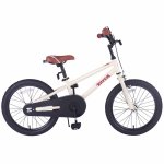 18 Inch Kids Bike, Boys Girls Kids Bike with Kickstand, Child Bike Kids Bike for 5-9 Years Old, 43"-59", Ivory