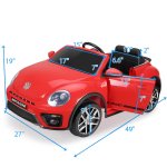 TOBBI Beetle Style Kids Electric Ride on Car with Remote Control, 12V Battery Powered Motorized Vehicle Kids Car, Suspension, Music, LED Lights, Bluetooth Player, Red