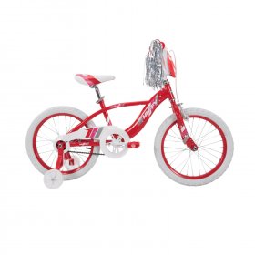 Huffy 18-Inch Glimmer Girls Kids Bike with Removable Training Wheels, Cherry Red