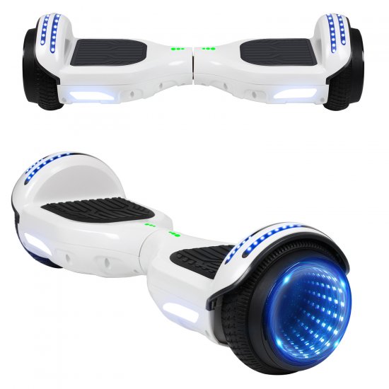 Bluetooth Hoverboard 6.5\" 36V Two-Wheel Self Balancing Hoverboard with LED Lights Electric Scooter Hoverboard for Kids UL 2272 Certified White
