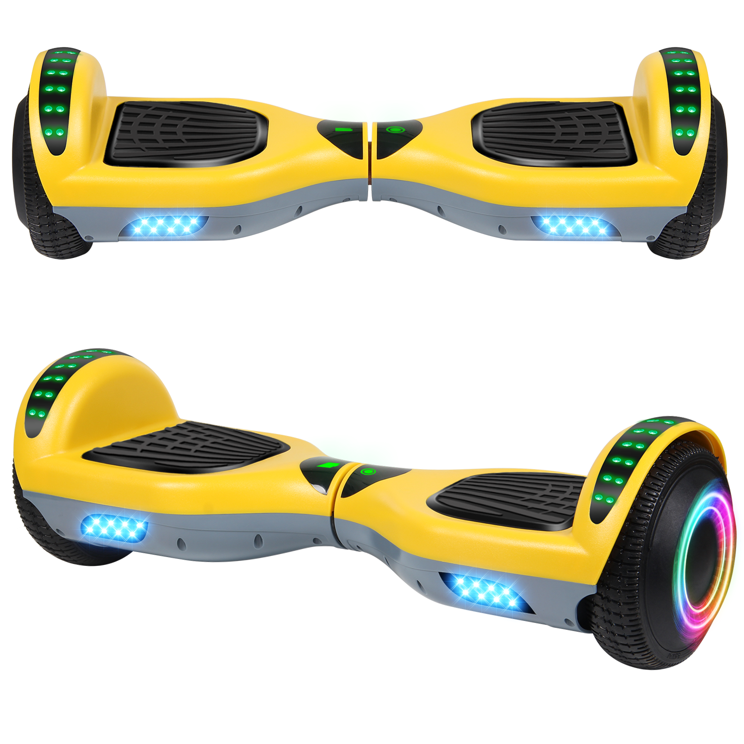 SISIGAD 6.5" Two-Wheel Self Balancing Hoverboard with Bluetooth and LED Lights Electric Scooter Hoverboard for Kids UL 2272 Certified Yellow and Gray