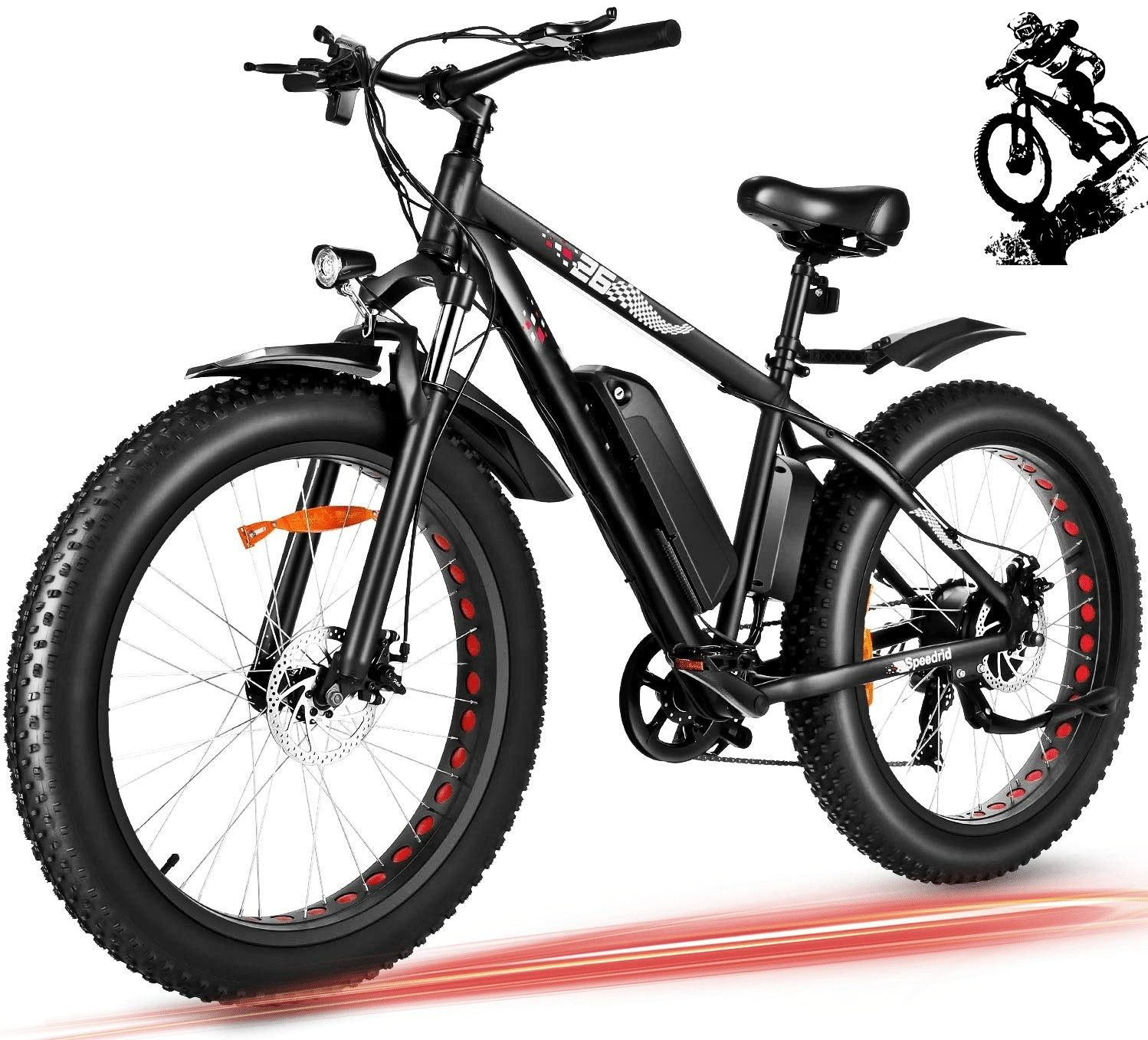 26 inch Big Wheels Fat Tire Electric Bike,500W Electric Commuter Bike 48V 10Ah Removable Battery and Professional 7 Speed