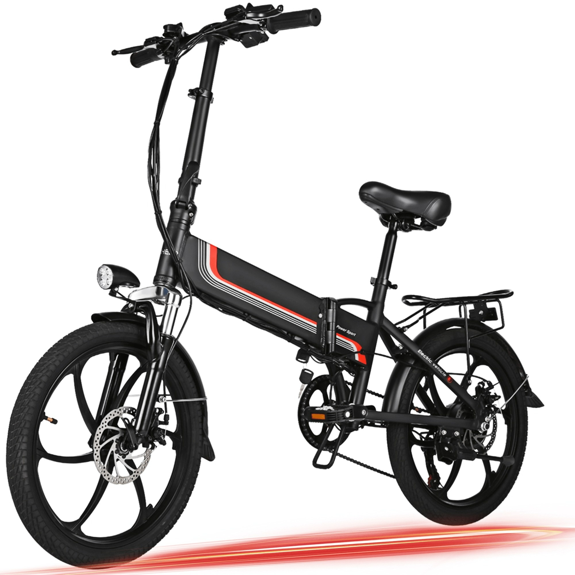 Folding Electric Bike Ebike, 20'' Electric Commuter Bicycle for Women, Black