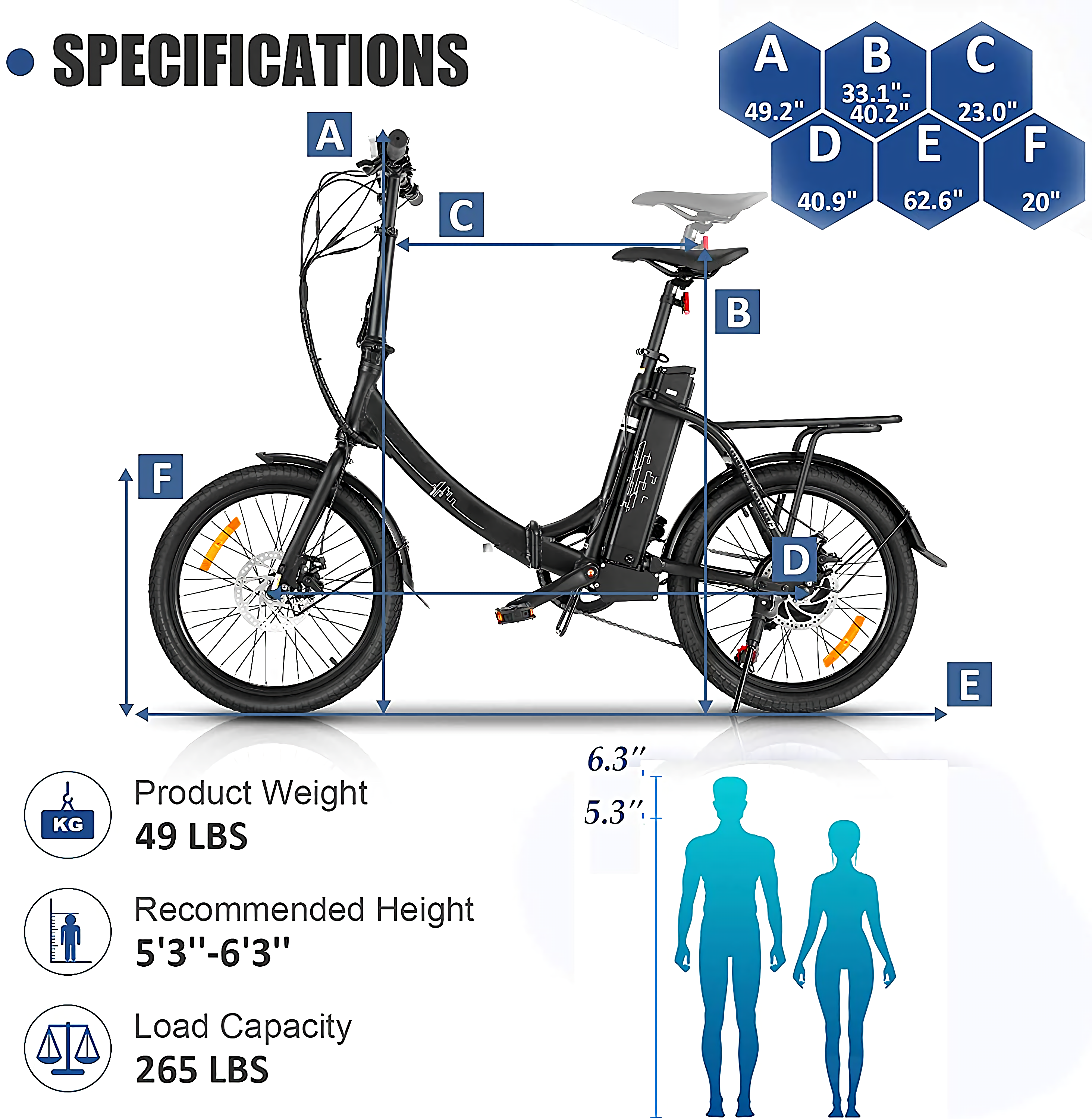 20'' Folding Electric Bike 350W Electric Mountain Bicycle for Adults, 20MPH Commuter E-Bike Throttle & Pedal Assist Moped City Commuter Bicycle, Shimano 7 Speed