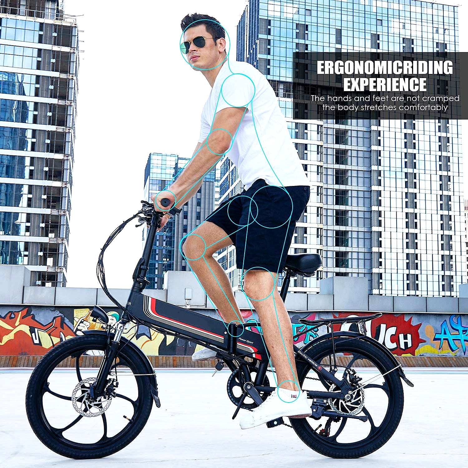 350W Folding Electric Bike, 20'' Electric Commuter Bicycle with 10AH Removable Lithium-Ion Battery, 48V 350W Motor and Professional Rear 7 Speed Gear Ebike for Adult Teens