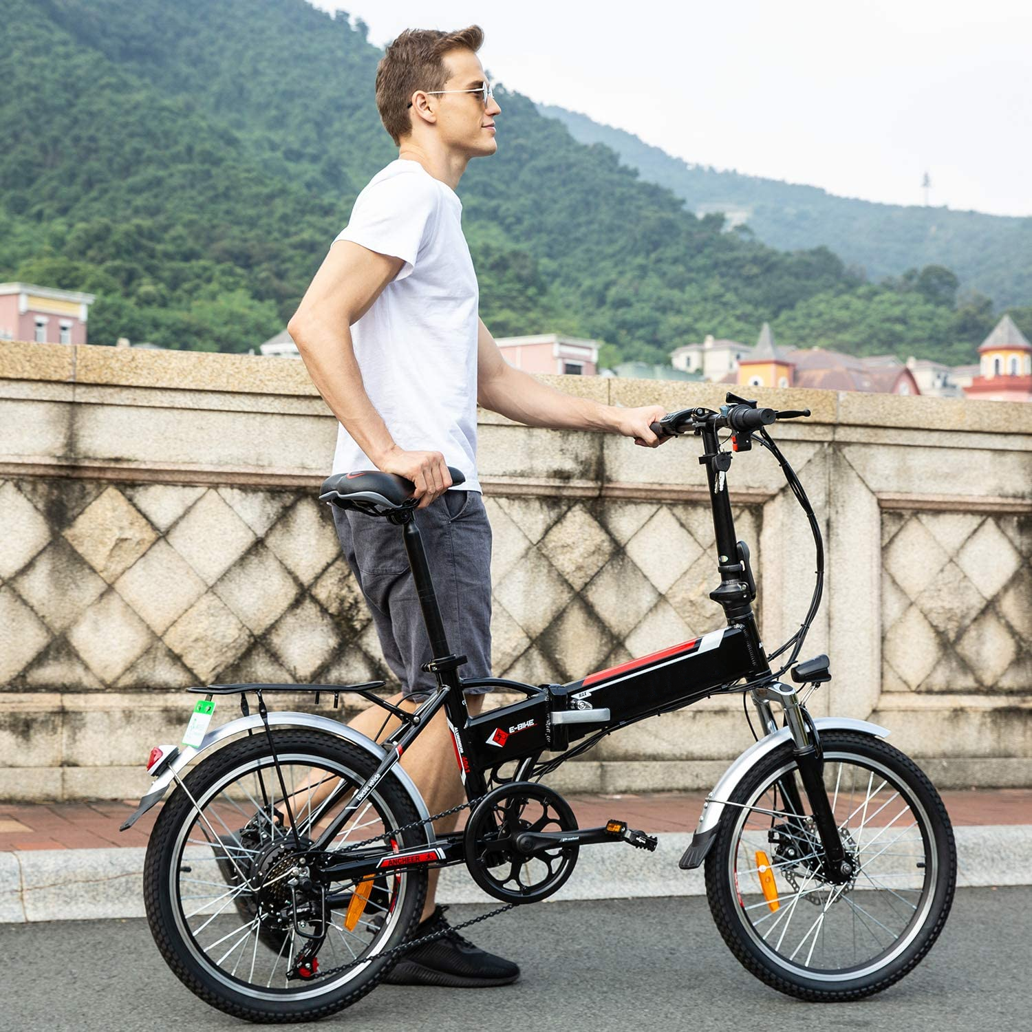 20"Folding Electric Bike, 36V 250W E-Bike with Removable Lithium-Ion Battery for Adult 7 Speed Gear and 3 Working Modes