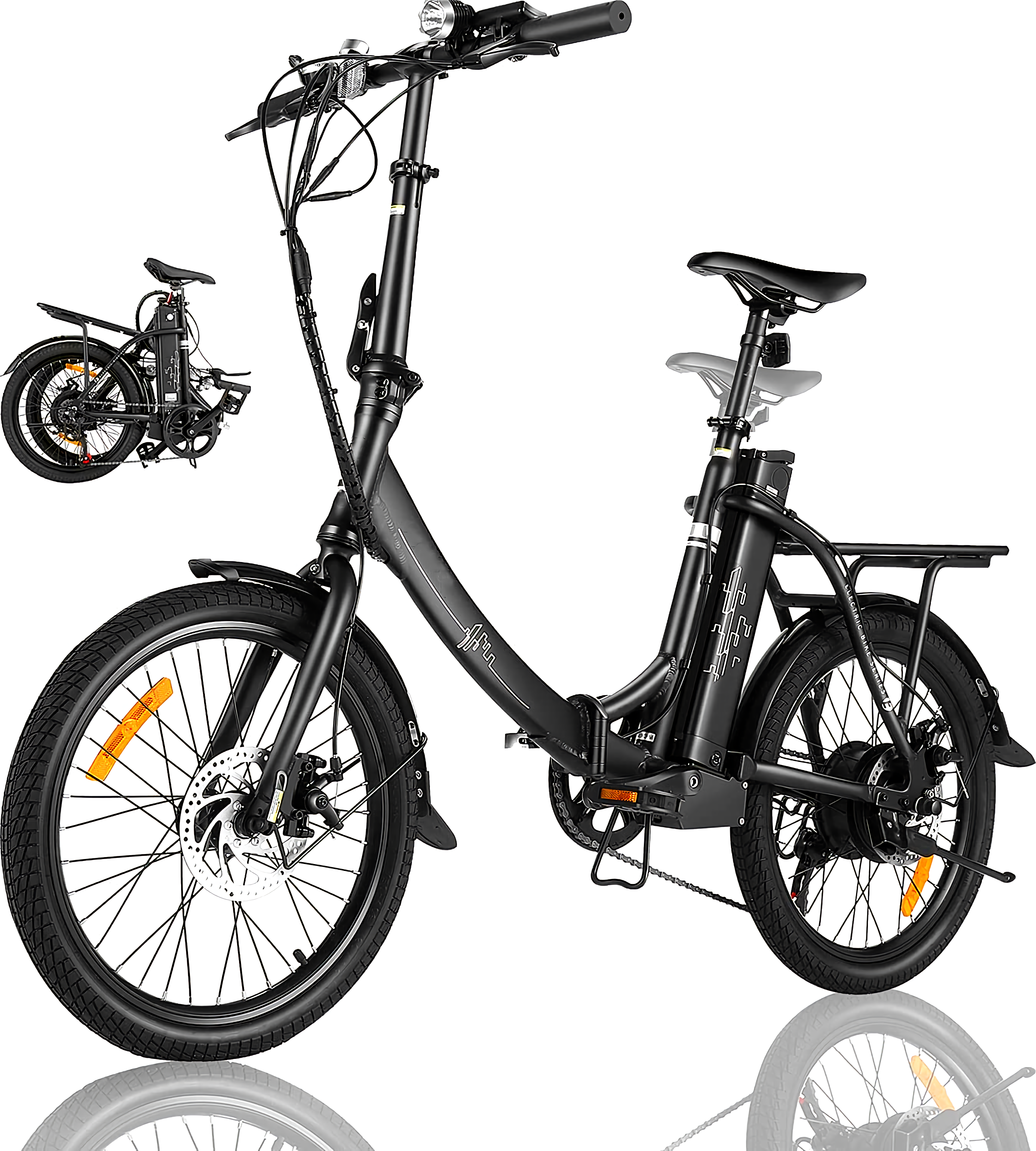 20'' Folding Electric Bike 350W Electric Mountain Bike Commuter Bicycle for Adults, 20Mph Hybrid Ebike Throttle & Pedal Assist Moped City Commuter Bicycle 7 Speed