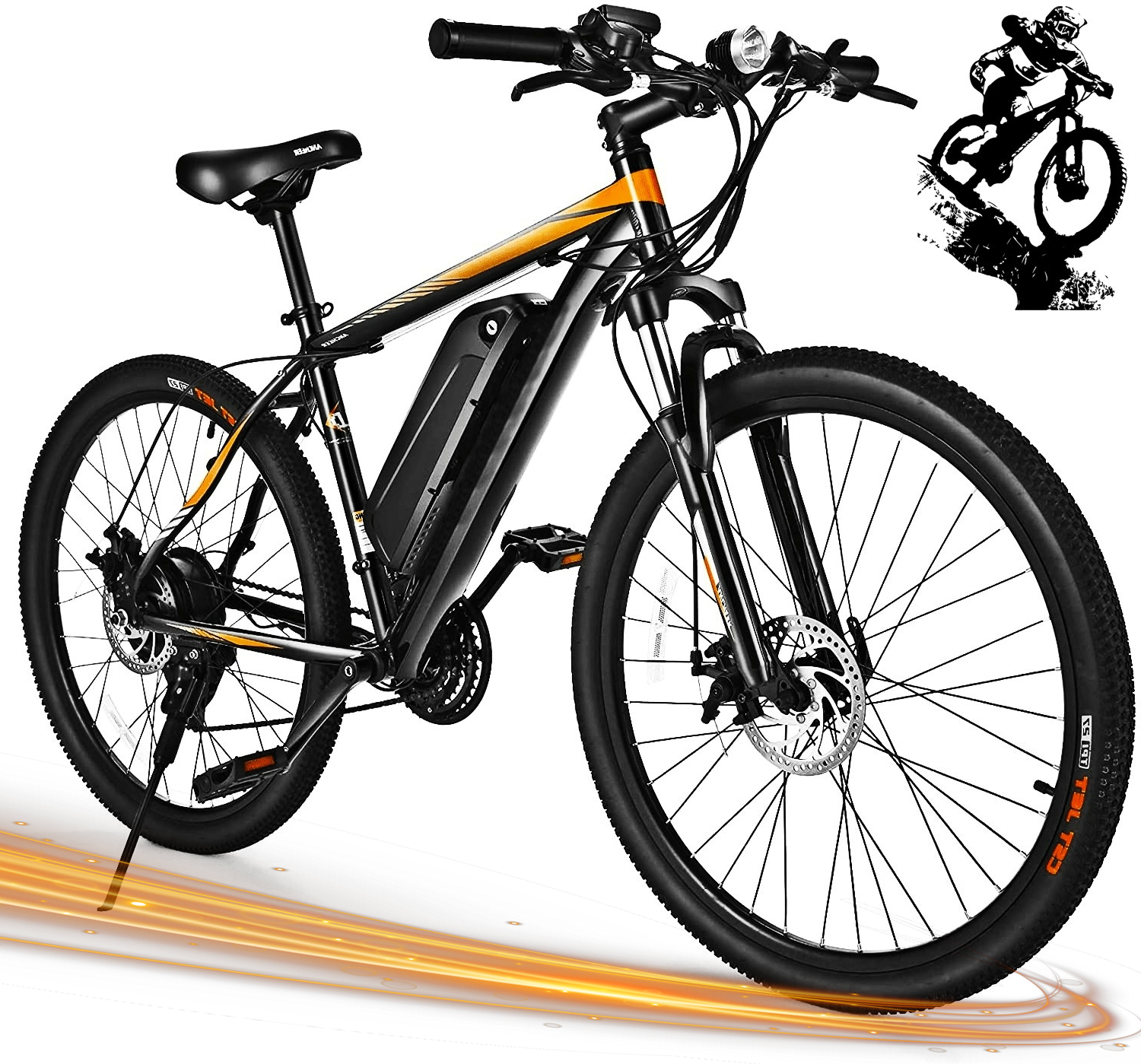 26'' 21 Speed Electric Bike for Adults, Men Electric Mountain Bicycle with Removable 36V 10Ah Battery, 4 Pedal Assist Levels & Throttle