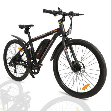 Ecotric Black 26 In. 36V 350W Electric City Bicycle e-Bike Removable Battery 7 Speed Pedal Assist